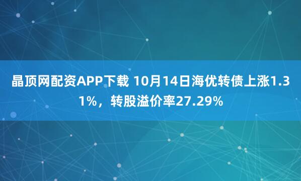 晶顶网配资APP下载 10月14日海优转债上涨1.31%，转股溢价率27.29%